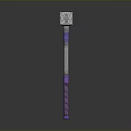3D Model of Decorative Hammer With Purple Striped Handle and Metal Head