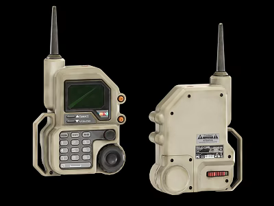 Beige Handheld Radio Device With Antenna Display Screen And Keypad Buttons 3d model
