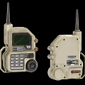 Beige Handheld Radio Device With Antenna Display Screen And Keypad Buttons