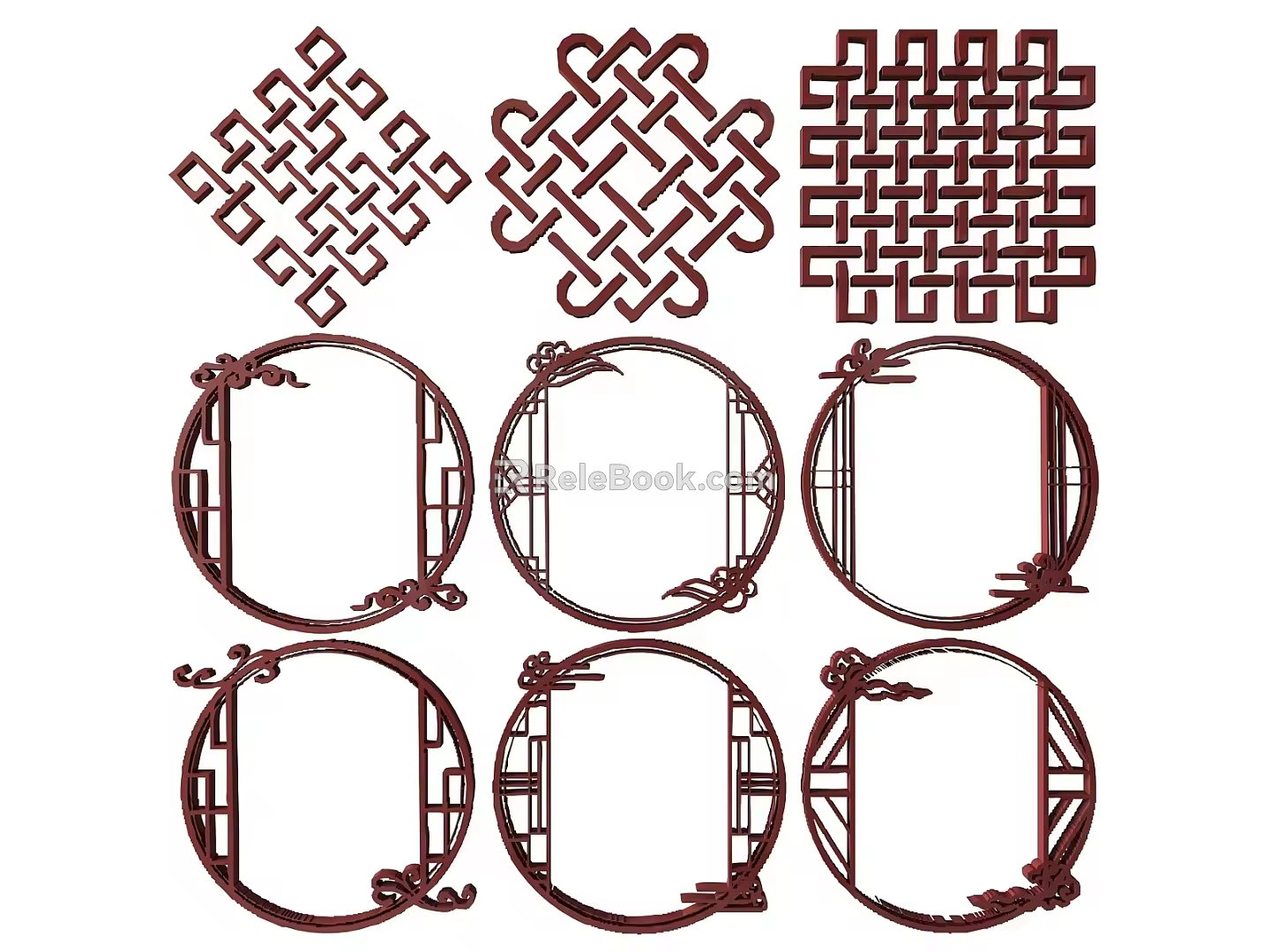 New Chinese Style Flower Lattice Window Carved Hollow Carved Window Corner Carved Gypsum Line Carved Window Pattern Carved 3d model