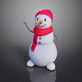 Plush Snowman Toy With Red Hat Red Scarf Smiling Face And Stick Arms