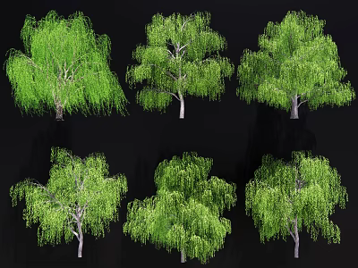 Different Green Arbor Varieties Featuring Various Crown Shapes And Lush Foliage 3d model