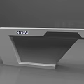 Modern White Display Shelf with Sleek Geometric Design and Slanted Edges for Retail Showrooms