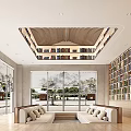 Library Reading Area Book Bar Book Room Sofa Combination 3d model