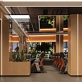 Modern Front Desk Reception Lobby Design With Wooden Elements Green Plants Lighting And Comfortable Seats