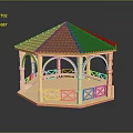 Hexagonal Gazebo With Green Roof Arched Porches Wooden Railings And Sturdy Base