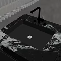 Modern Black Marble Kitchen Countertop With White Veining Black Sink And Faucet