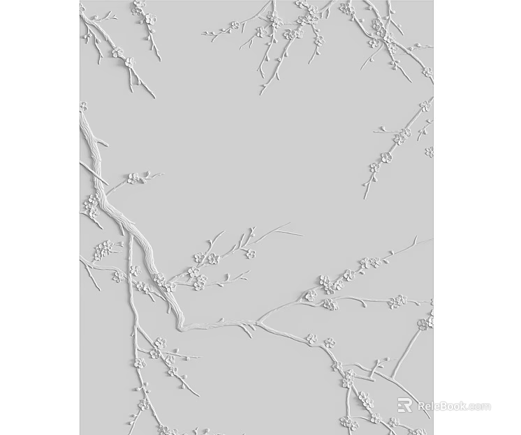 Abstract Branch Line Design On Gray Background With Decorative Vine Patterns 3d model 