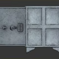 Open Household Safe with Combination Lock Keyhole and Decorative Metal Patterns 3d model