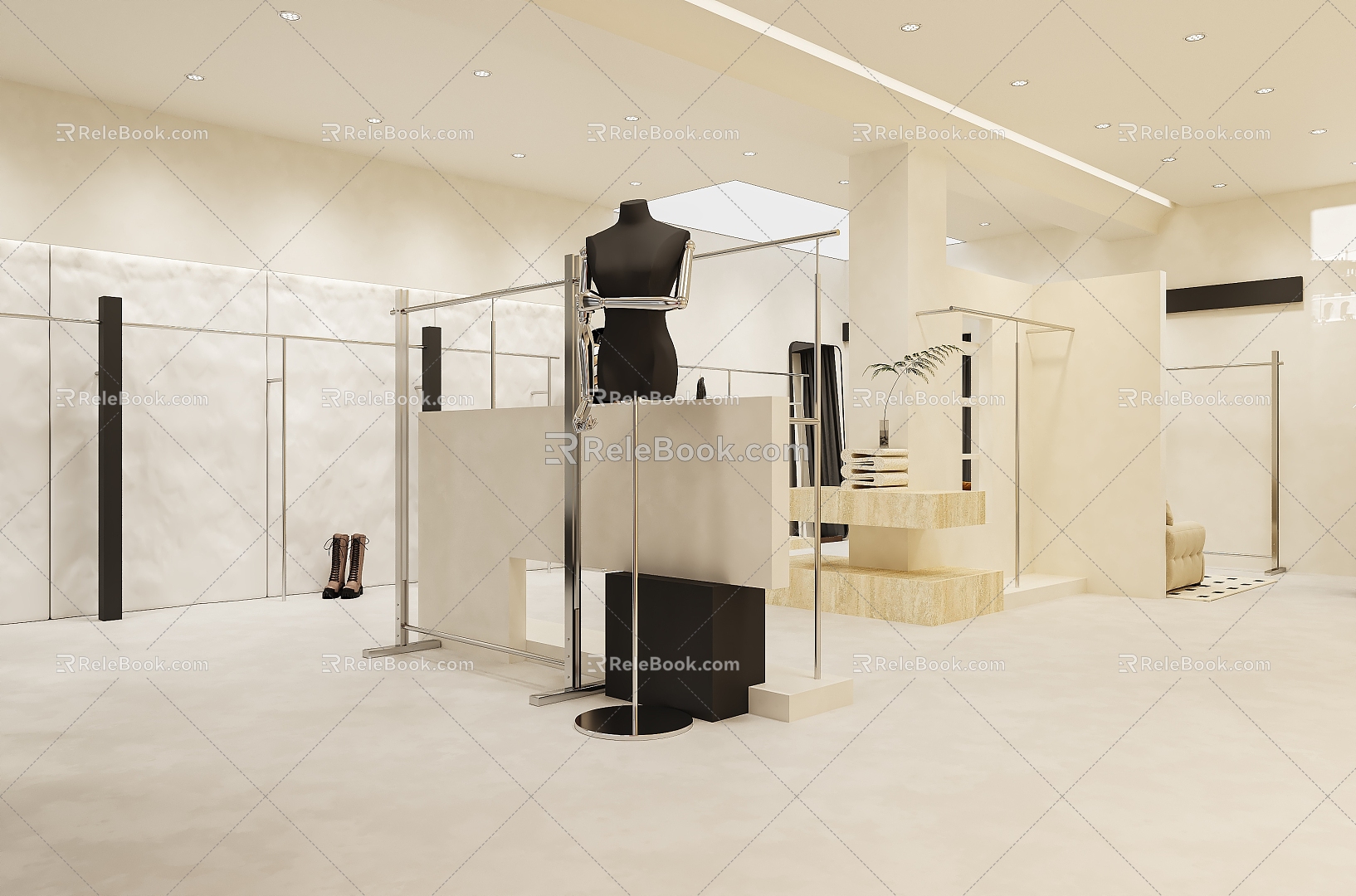 Quiet clothing shop 3d model