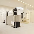 Modern Clothing Store Interior With Minimalist Design White Beige Walls Display Racks And Black Mannequin