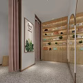 Modern Clothing Store Interior With Clothes on Racks Mannequin in Dress Plants and Display Counter