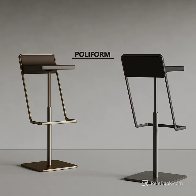 POLIFORM Modern Bar Stools With Sleek Contemporary Design And Black Brown Finishes 3d model 