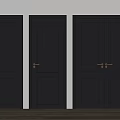 Modern Black Hinged Doors With Golden Handles And Classic Panel Design 3d model