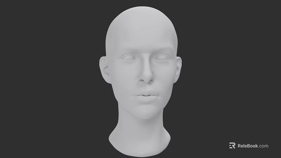 White Female Head Model 3D Rendering With Smooth Surface Against Dark Background 3d model 
