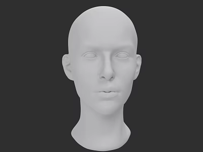White Female Head Model 3D Rendering With Smooth Surface Against Dark Background 3d model