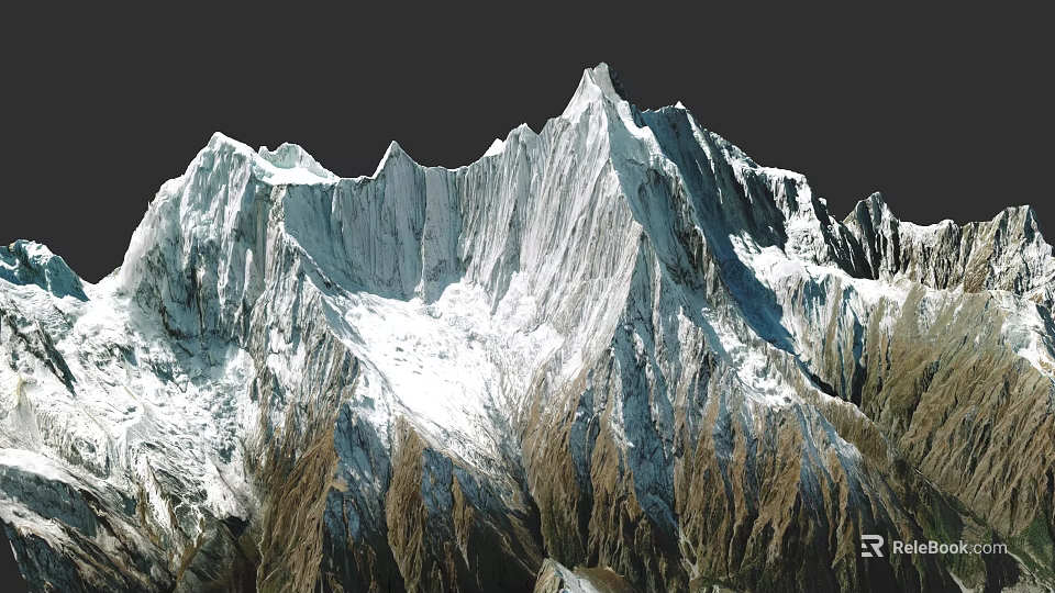 Alpine Microtopography Featuring Rocky Ridges Snow Covered Peaks And Textured Slopes 3d model 