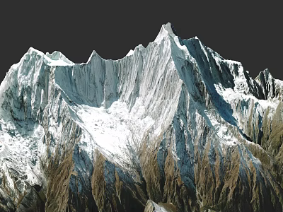 Alpine Microtopography Featuring Rocky Ridges Snow Covered Peaks And Textured Slopes 3d model
