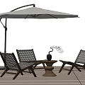 Modern Outdoor Wicker Table And Chairs Set With Patio Umbrella And Side Table