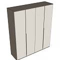 Modern White Wardrobe With Smooth Panel Doors And Metal Handles Design 3d model