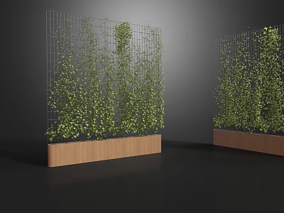 Vertical Green Plant Walls Growing On Metal Mesh With Wooden Planter Bases 3d model