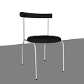 Modern Dining Chair With Sleek Metal Frame And Black Leather Seat
