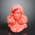 Game Movie Female Character With Red Curly Hair 3D Head Sculpture Design