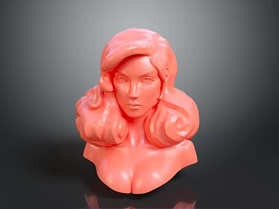 Game Movie Female Character With Red Curly Hair 3D Head Sculpture Design 3d model Game Movie Female Character With Red Curly Hair 3D Head Sculpture Design 3d model