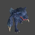 Game Movie Character Blue Fierce Beast With Sharp Teeth And Glowing Claws