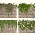 Different Types of Plant Combinations For Decorative Bamboo Fence With Hanging Vines And Flowers