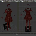 Two Different Maid Costume Designs With Dress Apron Headpiece And Shoes