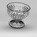 Technology Exhibition Hall Displaying Crystal Bowl With Intricate Diamond Cut And Radial Base Design