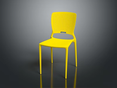 Yellow Leisure Chair With Perforated Backrest Modern Design And Plastic Material 3d model