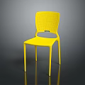 Yellow Leisure Chair With Perforated Backrest Modern Design And Plastic Material