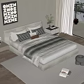 Double bedside table chandelier carpet pillow ornaments 3d model