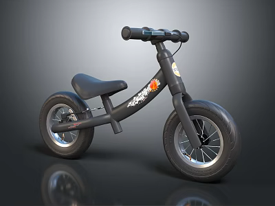 Kids Black Balance Bike With Stylish Design For Safe Outdoor Riding 3d model