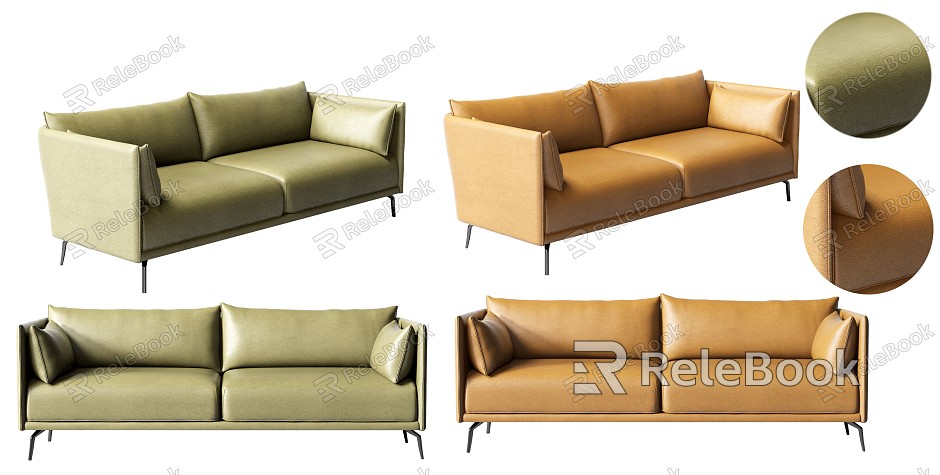 Modern Double Sofa Leather Sofa model