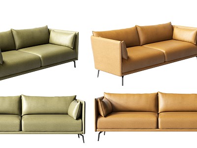 Modern Double Sofa Leather Sofa model