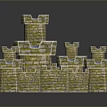 Brick Castle Model With Multiple Towers And Blue Tops 3D Design