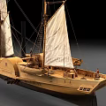 Wooden Sailboat Model With White Sails Wooden Masts And Detailed Hull Design