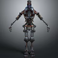 Mechanical Robot Character With Complex Metallic Structure And Articulated Limbs Industrial Sci Fi Design