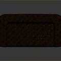 Elegant Classic Brown Leather Sofa With Tufted Design And Orange Armrests