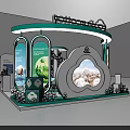 Purcotton Exhibition Booth Design With Curved Top Glass Cabinets And Product Displays