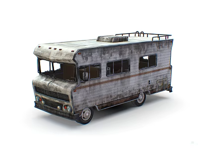 Vintage Metal RV With Roof Rack And Windows For Travel Journeys 3d model