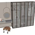 Modern Wardrobe Design With Storage Drawers Hanging Sections Mirror And Dressing Table 3d model