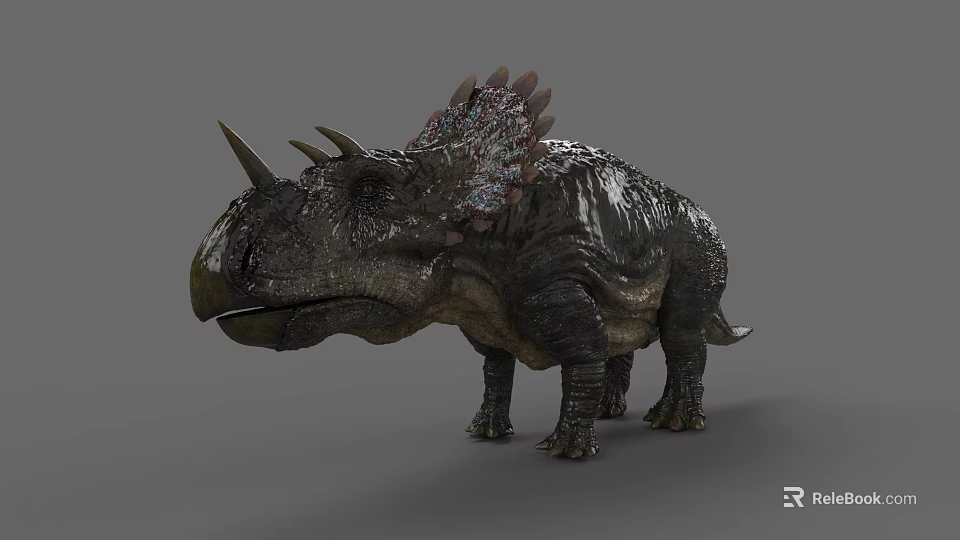 Realistic Triceratops Reptile 3D Model With Sharp Horns Ornate Frill And Detailed Skin Texture 3d model 