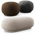 Elegant Round Fabric Sofa Poufs Available in Grey Beige and Brown Tones