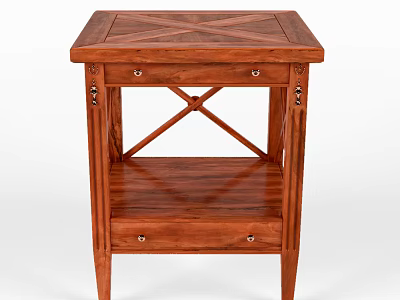 Wooden Side Table with Cross Pattern Top Drawer and X Shaped Legs 3d model