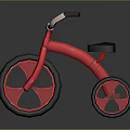 Red Kids Tricycle With Black Seat White Handlebars Red Rims And Black Tires
