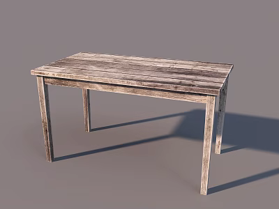Rustic Vintage Wooden Table With Distressed Wood Surface And Sturdy Legs 3d model